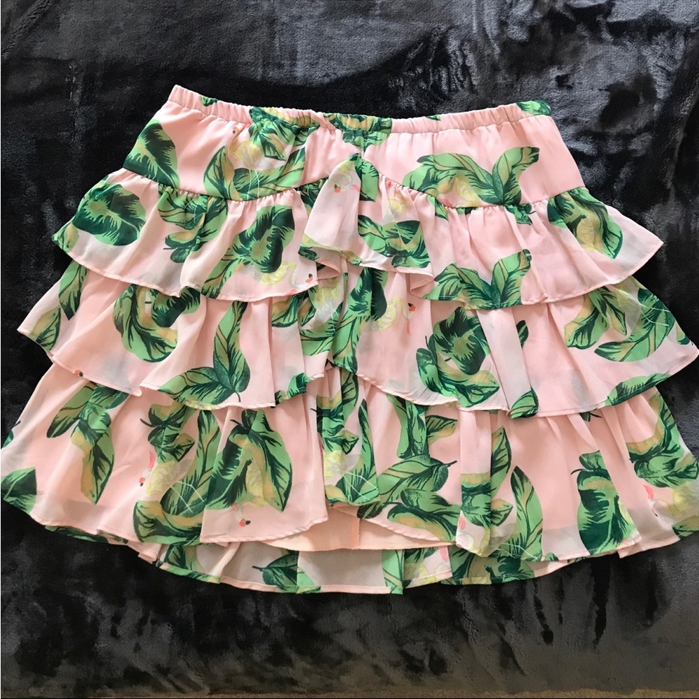The Webster at Target Pink and Green Tropical Ruffle Skirt